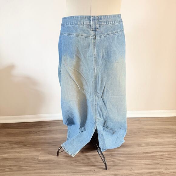 Vtg Y2K 2000s Denim Maxi Skirt Plus Size 20 Punk Grunge Skater - Picture 3 of 6